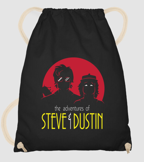 steve and dustin model negru pe tricou