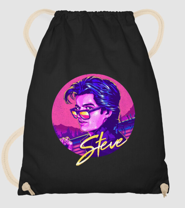 steve neon stranger things model negru pe tricou
