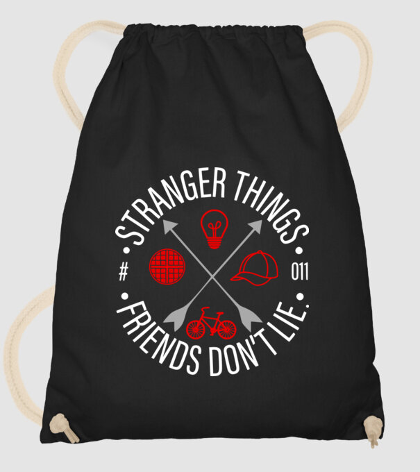 stranger things friends dont lie model negru pe tricou