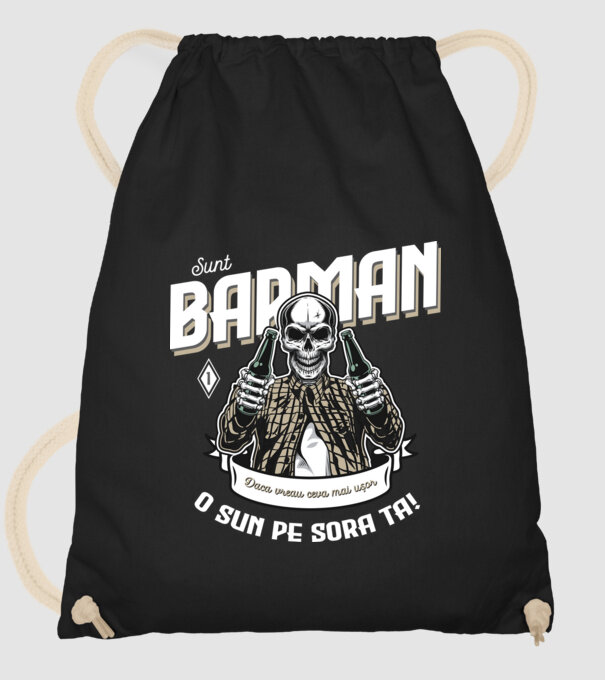 Sunt barman! Dacă vreau ceva mai ușor, o sun pe sora ta model negru pe tricou