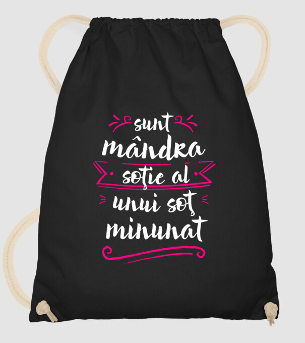 Sunt mândra soție a unui soț minunat model negru pe tricou