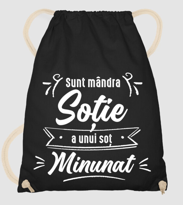 Sunt mândra soție a unui soț minunat model negru pe tricou