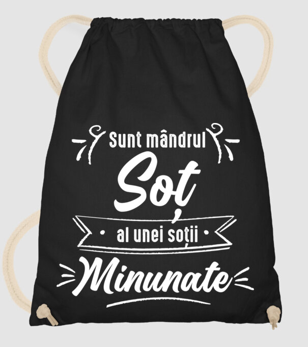 Sunt mândrul soț al unei soții minunate model negru pe tricou