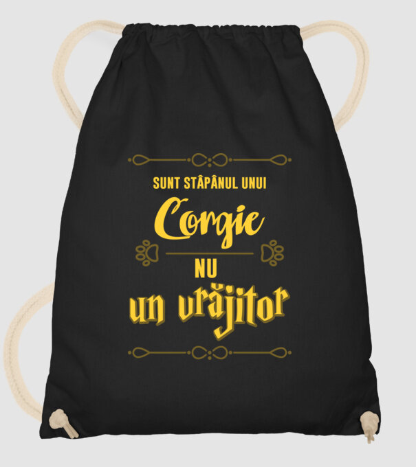 sunt stăpânul unui corgie, nu un vrăjitor model negru pe tricou