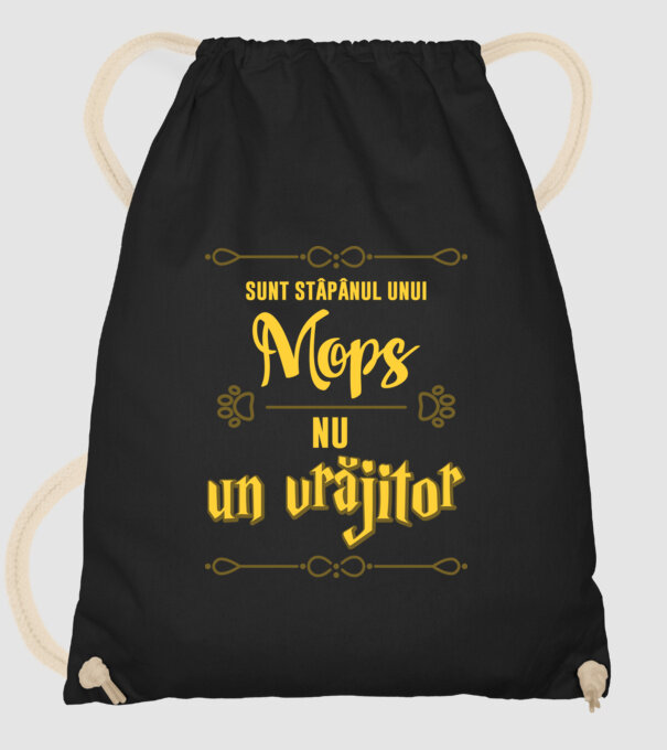 sunt stăpânul unui mops, nu un vrăjitor model negru pe tricou