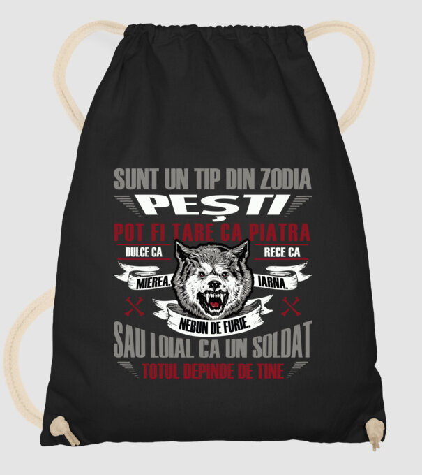 Sunt un tip din zodia Pești model negru pe tricou