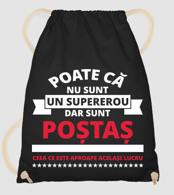 Supererou poştaş model negru pe tricou