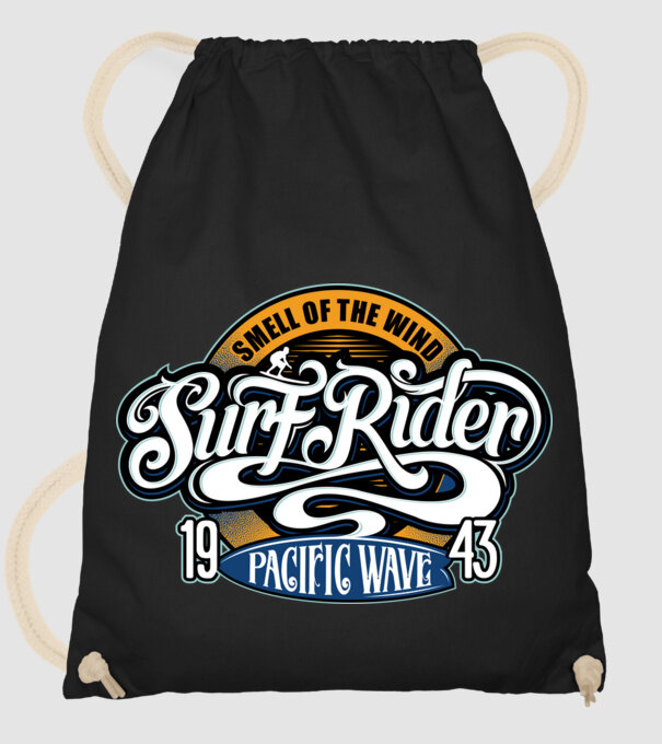 Surf Rider model negru pe tricou