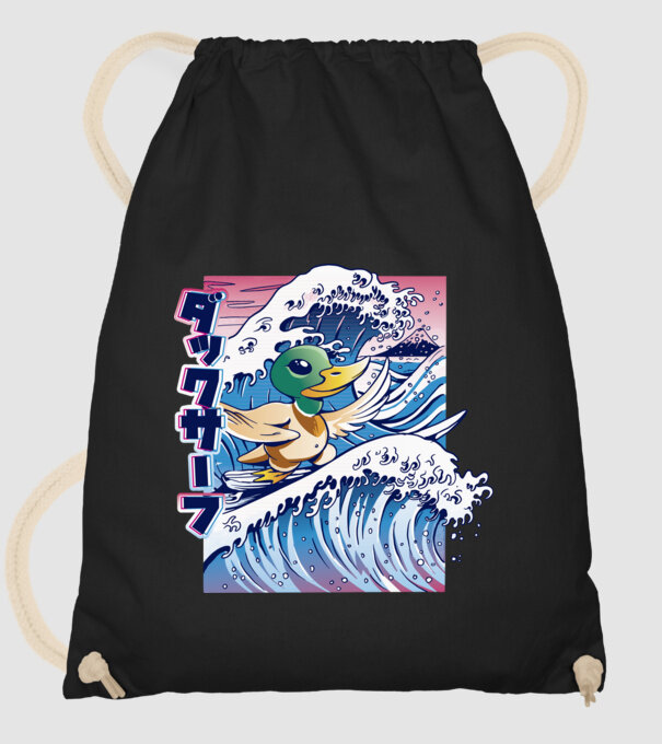 Surfer Duck model negru pe tricou
