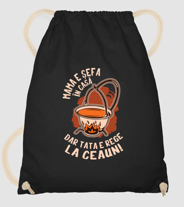 Mama e șefa în casă, dar tata e rege la ceaun! model negru pe tricou