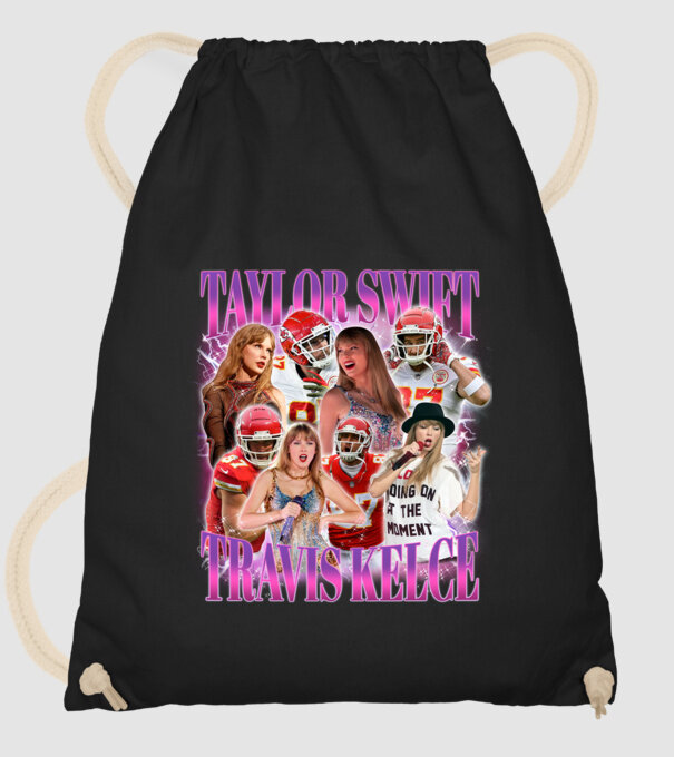 Taylor Swift ERAS Travis Kelce bootleg model negru pe tricou