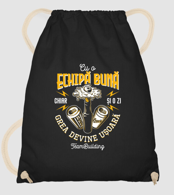 Cu o echipă bună, chiar și o zi grea devine ușoară - team building model negru pe tricou