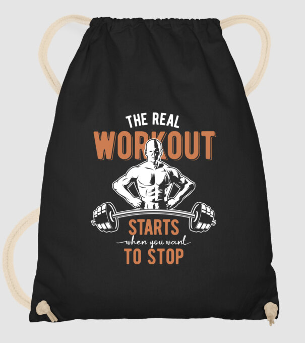 The Real Workout model negru pe tricou