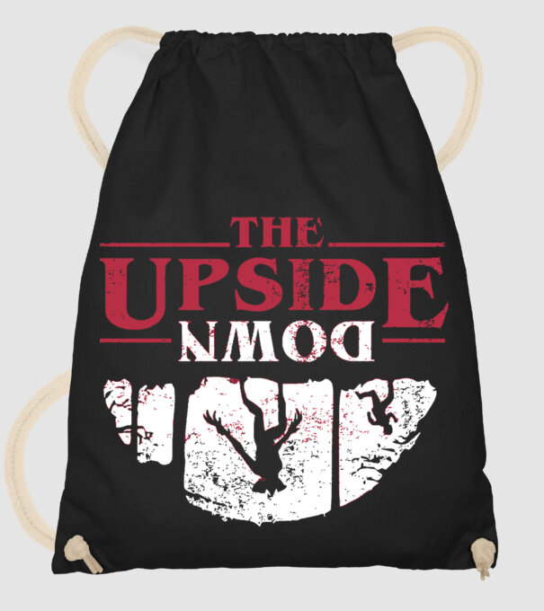 the upside down logo model negru pe tricou