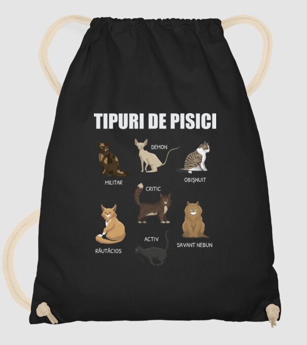 Tipuri de pisici model negru pe tricou
