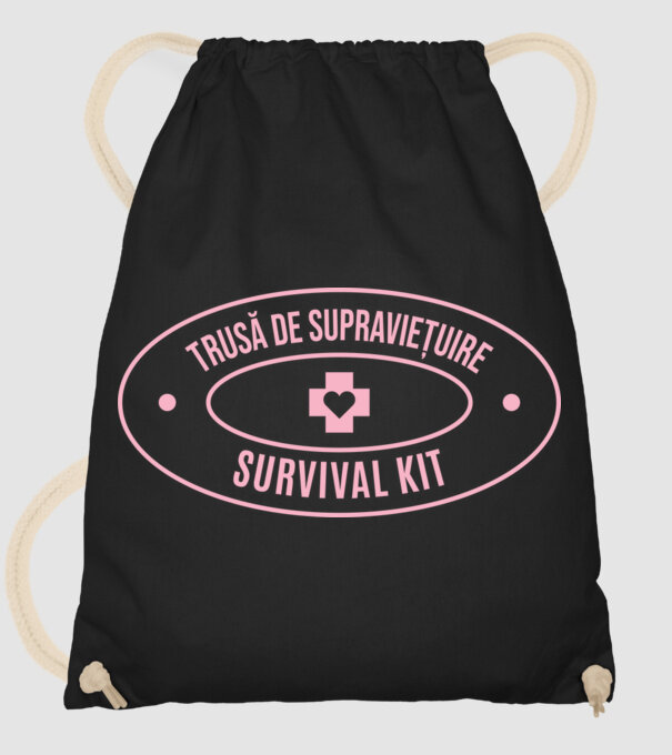 trusă de supraviețuire model negru pe tricou