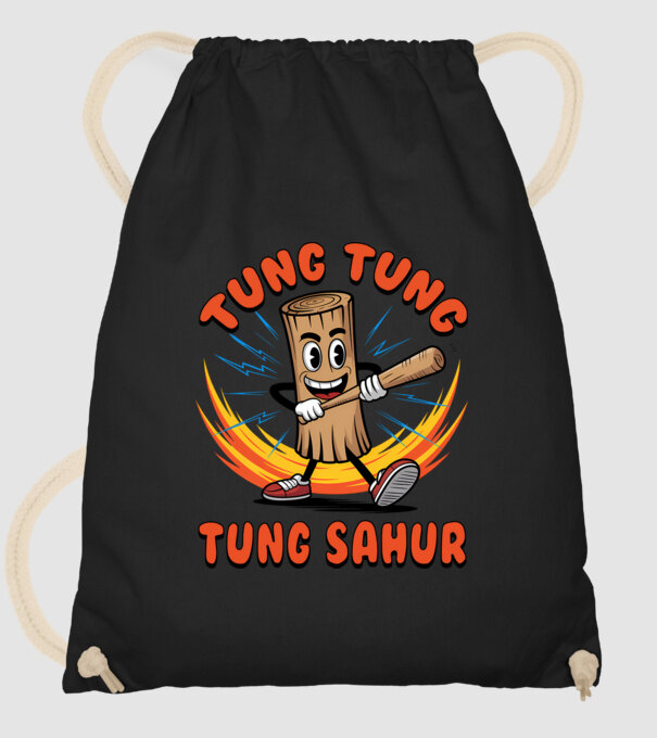 Tung Tung Tung Sahur drăguț model negru pe tricou