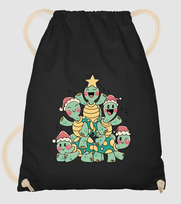 Turtle christmas tree model negru pe tricou