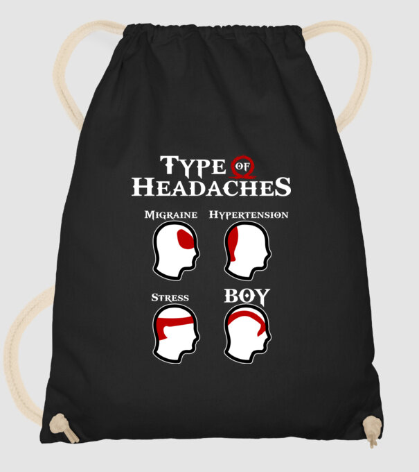 Type of Headaches - God of War model negru pe tricou