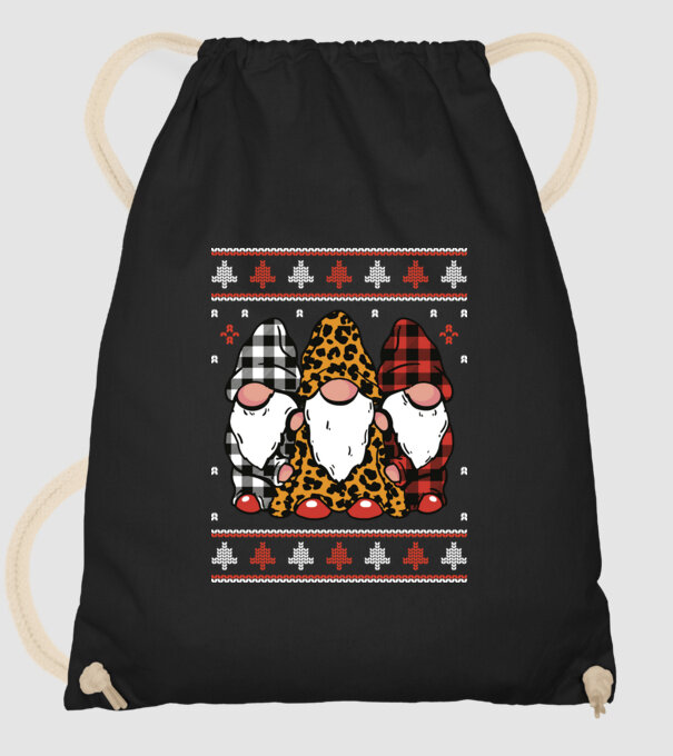 Ugly sweater gnomes model negru pe tricou