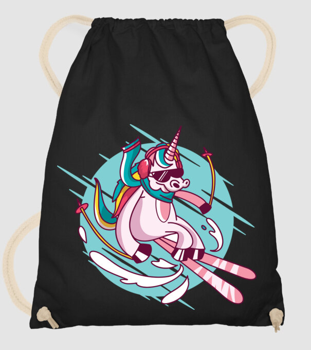 Unicorn ski model negru pe tricou