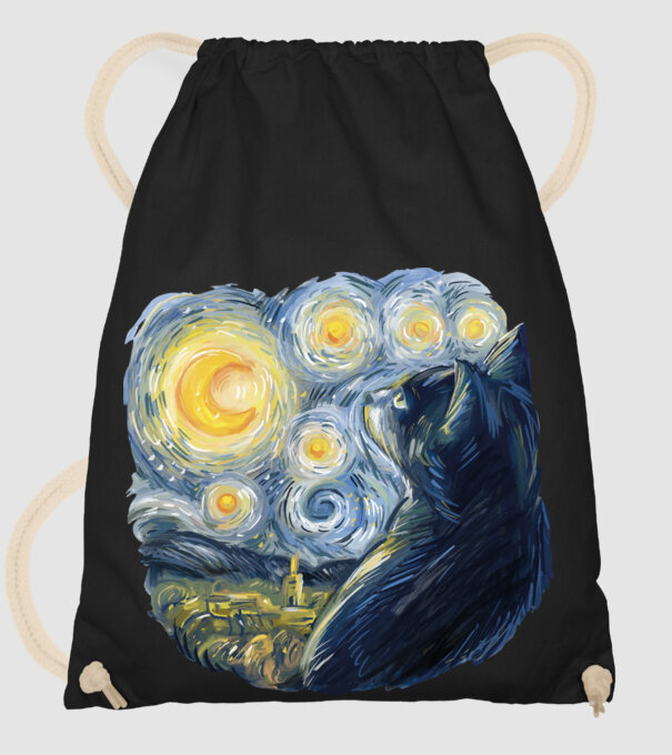 Van Gogh cat model negru pe tricou