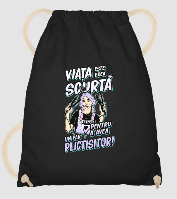 viata este prea scurta pentru a avea un par plictisitor model negru pe tricou