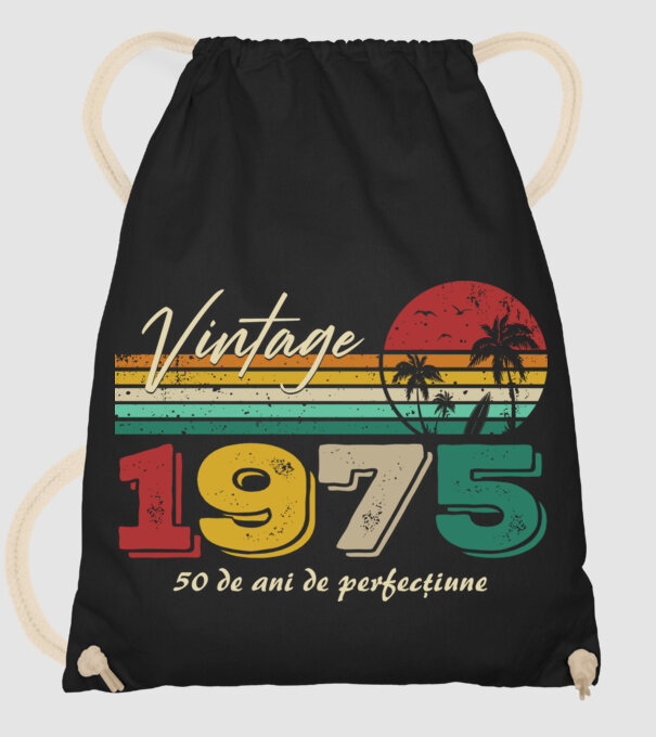 VINTAGE 1975 model negru pe tricou