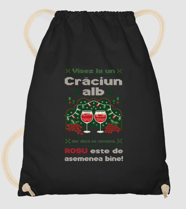Visez la un Crăciun alb dar dacă se termină, Roșu este de asemenea bine! Negru model negru pe tricou