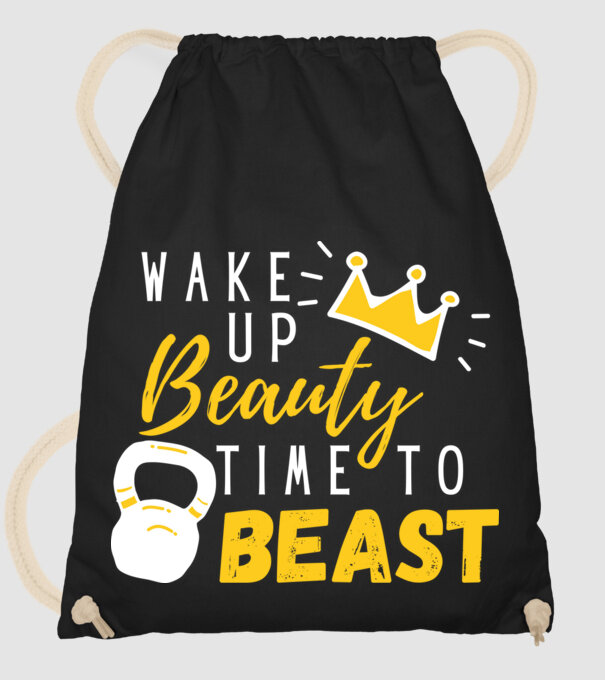 Wake Up Beauty Time To Beast model negru pe tricou