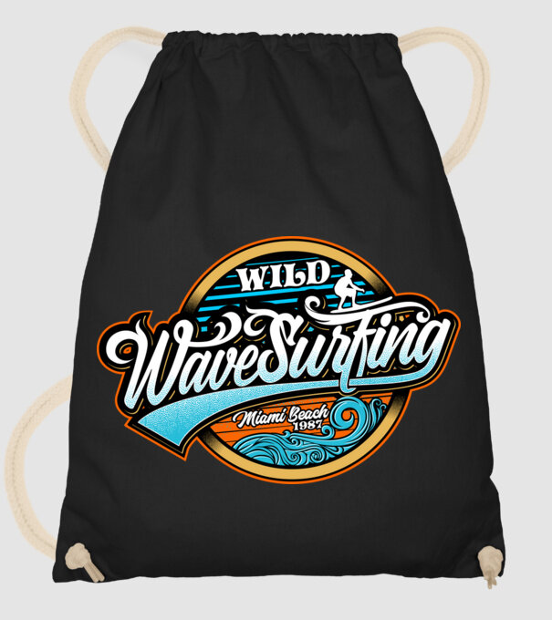 WaveSurfing model negru pe tricou