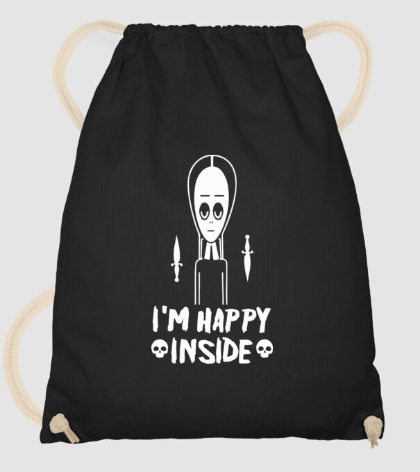 WEDNESDAY Happy inside model negru pe tricou