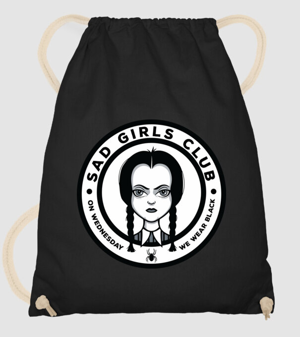 WEDNESDAY Sad Girls Club model negru pe tricou