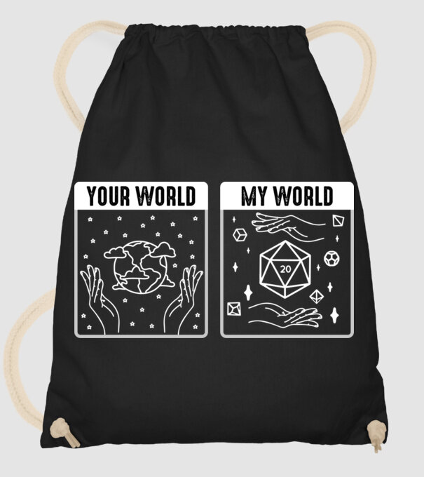 Your World My World model negru pe tricou