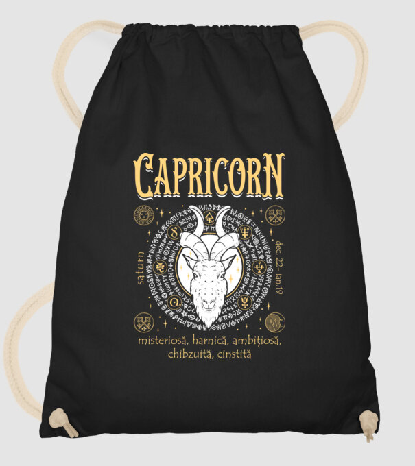 Zodiac femeie CAPRICORN golden model negru pe tricou
