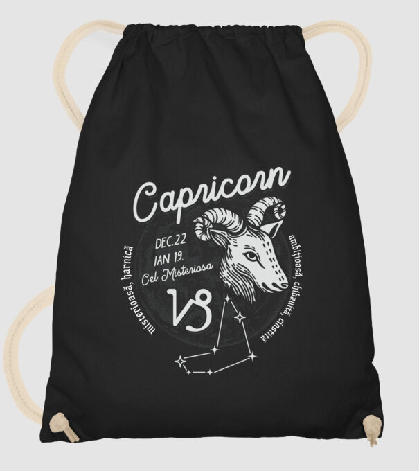 Zodiac femeie CAPRICORN retro model negru pe tricou