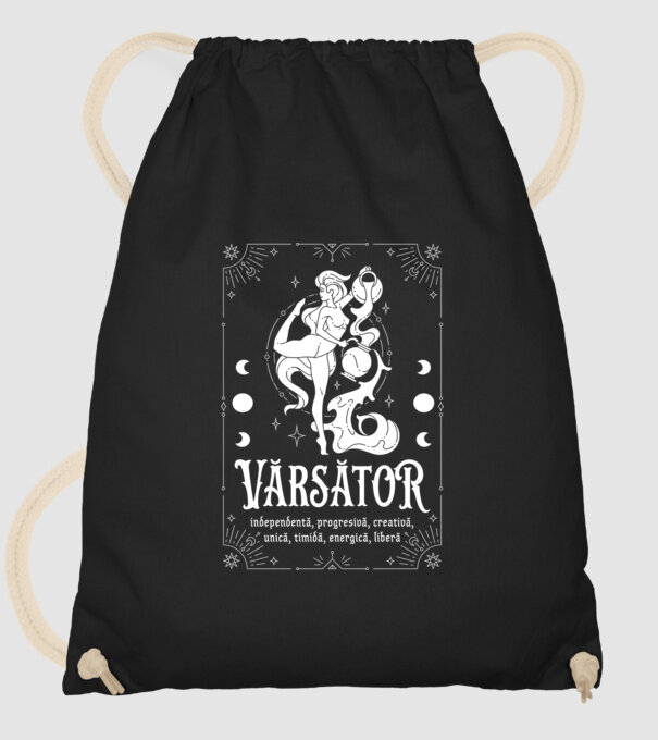 Zodiac femeie VĂRSĂTOR white model negru pe tricou