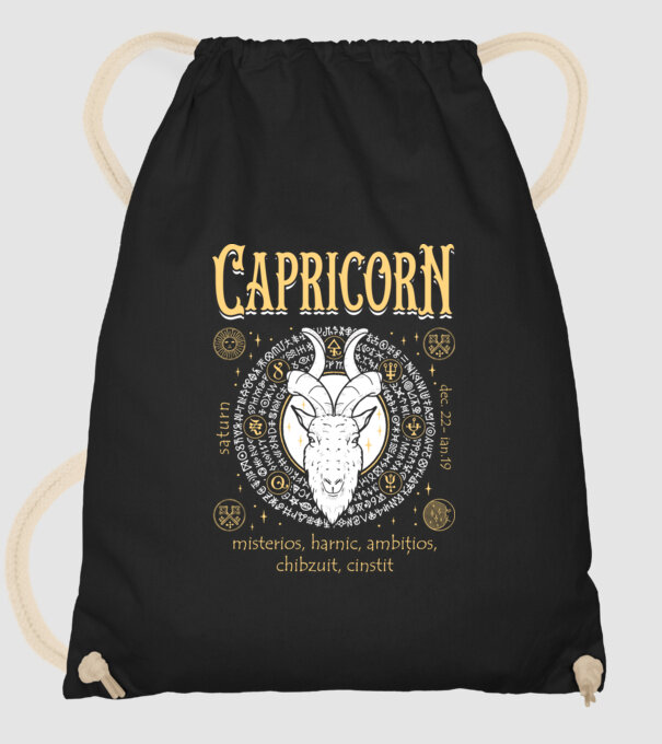Zodiac bărbat CAPRICORN golden model negru pe tricou