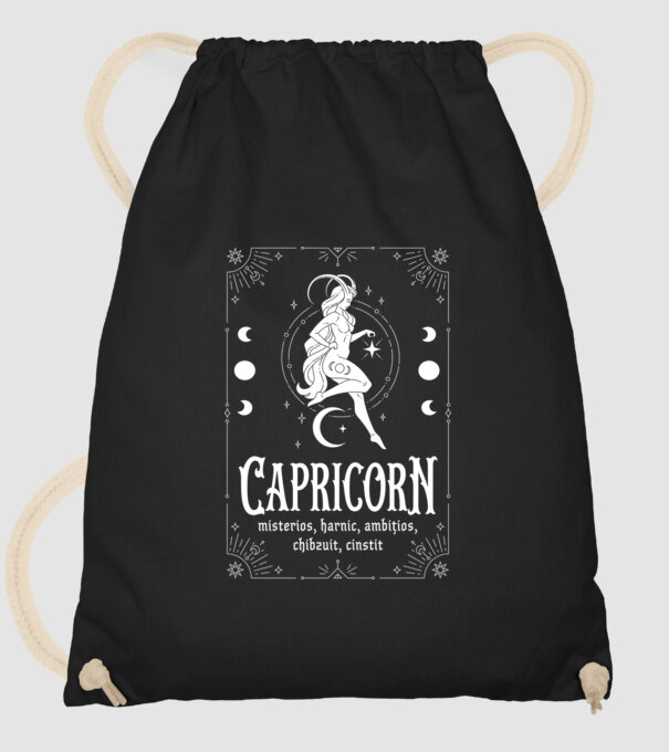 Zodiac bărbat CAPRICORN white model negru pe tricou