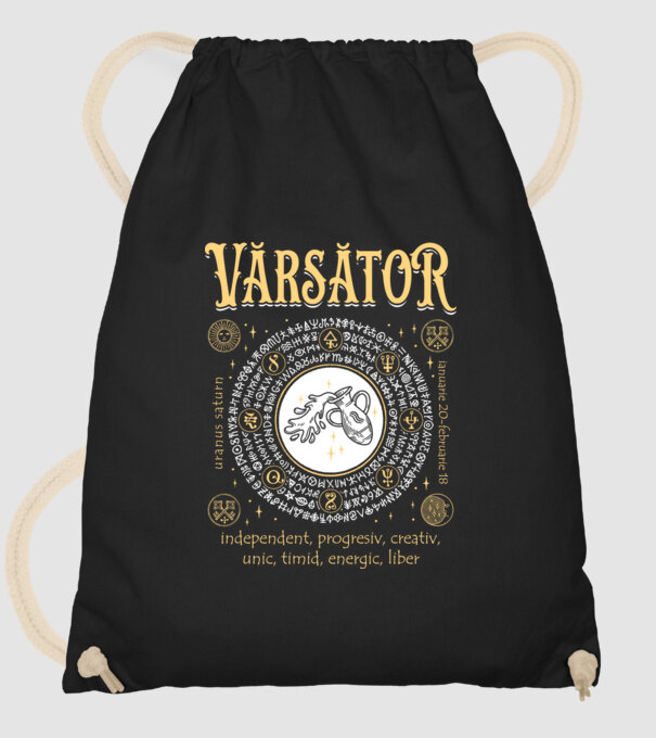 Zodiac bărbat VĂRSĂTOR golden model negru pe tricou