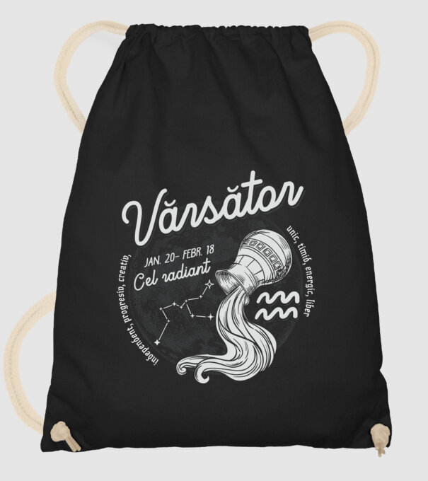 Zodiac bărbat VĂRSĂTOR retro model negru pe tricou