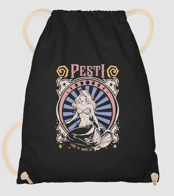 Zodiac Vintage PEȘTI model negru pe tricou