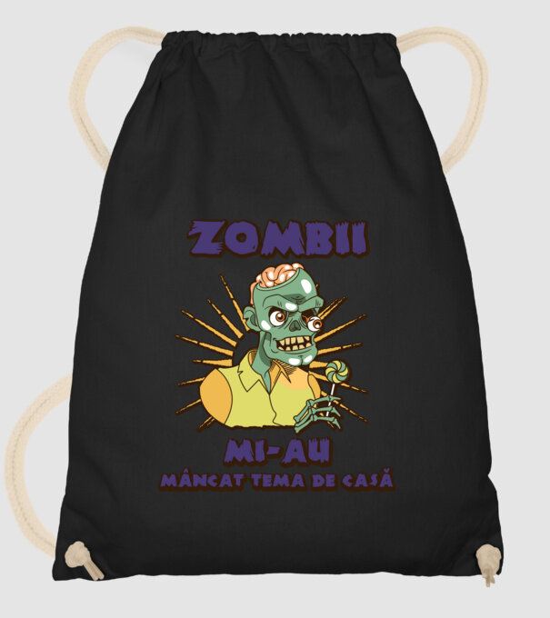 Zombii mi-au mâncat tema de casă model negru pe tricou