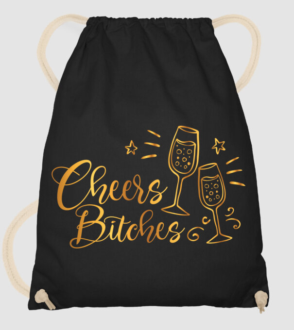 Cheers Bitches model negru pe tricou