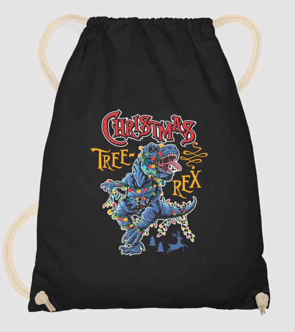 Christmas tree rex model negru pe tricou