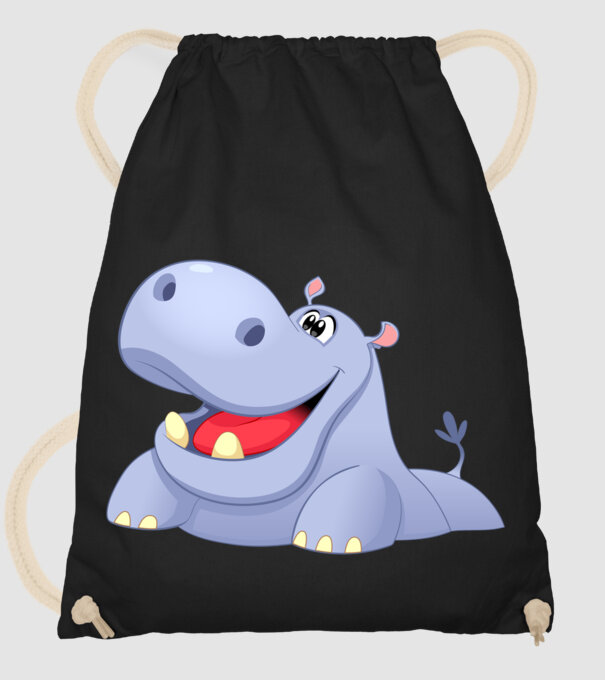 Cute Hippo model negru pe tricou