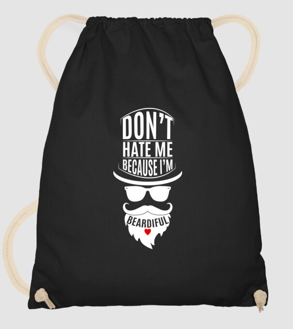 'Don''t hate me because I''m beardiful' model negru pe tricou