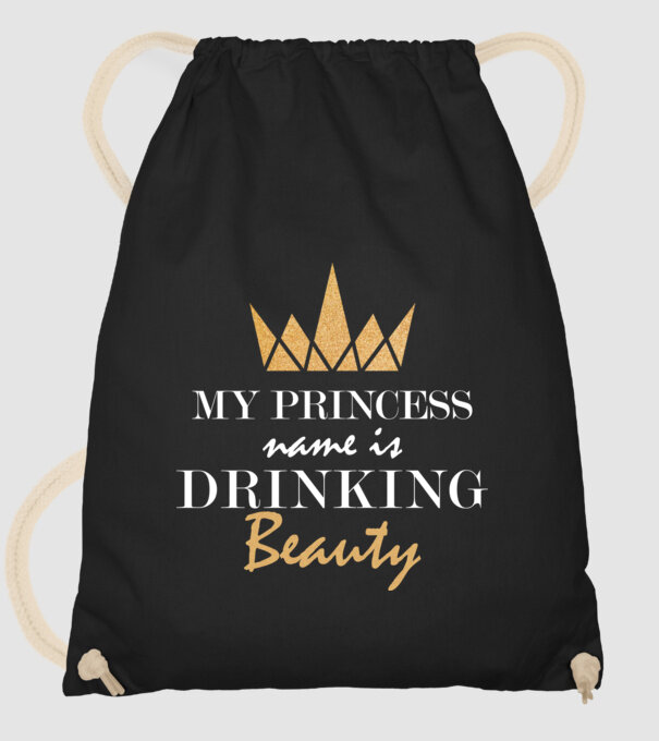 drinking beauty gold model negru pe tricou