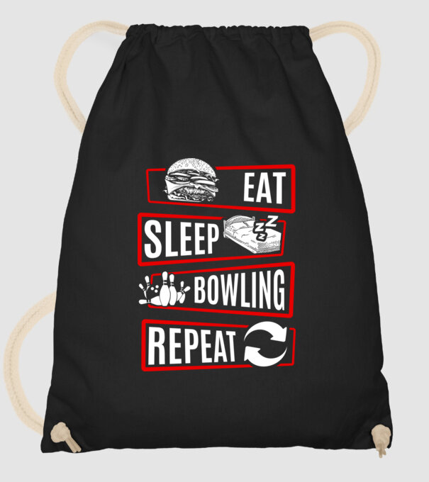 Eat sleep bowling repeat model negru pe tricou
