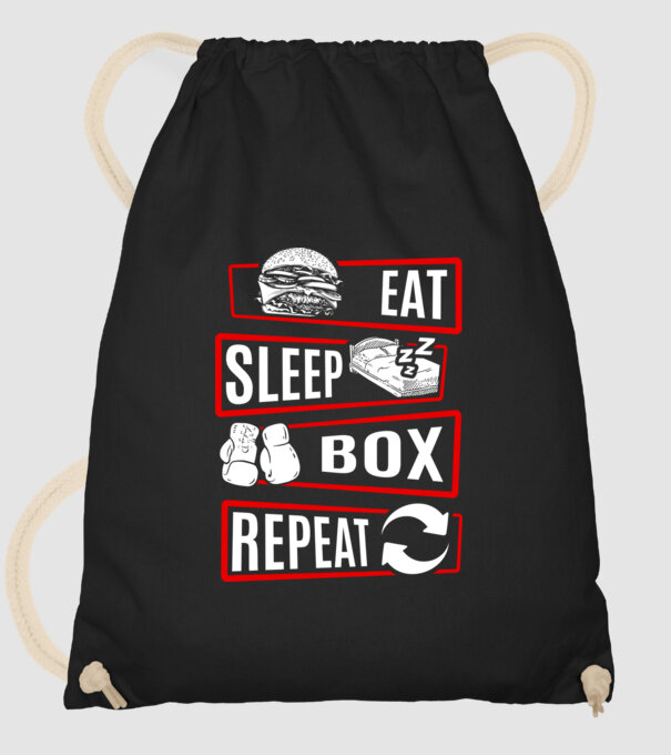 Eat sleep box repeat model negru pe tricou